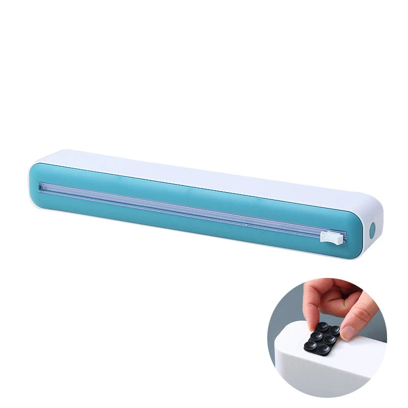 Food Film Dispenser Magnetic Plastic Wrap Dispenser with Cutter Storage Box Aluminum Foil Stretch Film Cutter Storage Holder