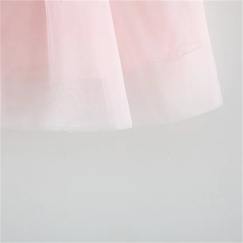 Sweet Flower Fairy Baby Girl Party Dresses Summer Solid Color Mesh Princess Evening Dress Kids Costume 0 to 3 Years Old Children