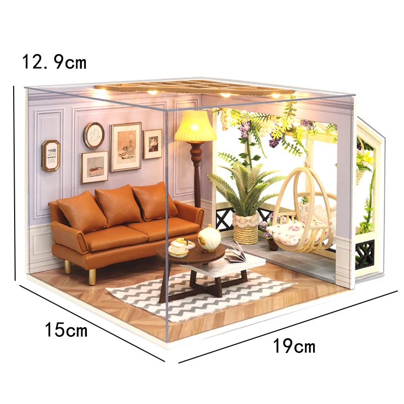 DIY Book Nook Kit Wooden Doll House 3D Puzzle Assembly Toy Home Bookend  Bookshelf Insert With Furniture Toys For Christmas Gift