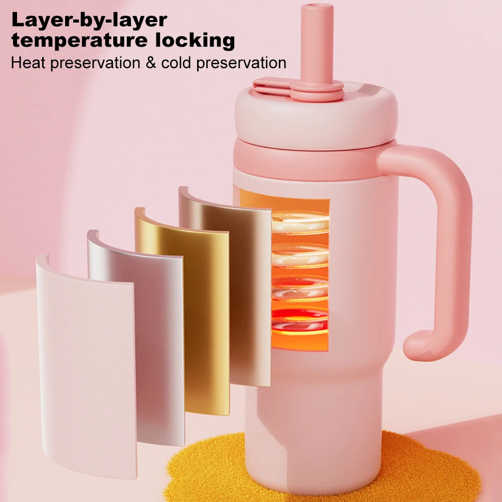 710ML Stainless Steel Whale Fountain Tumbler with Handle Leak Proof Whale Squirt Drinking Cup Water Bottle with Straw Cute Gift