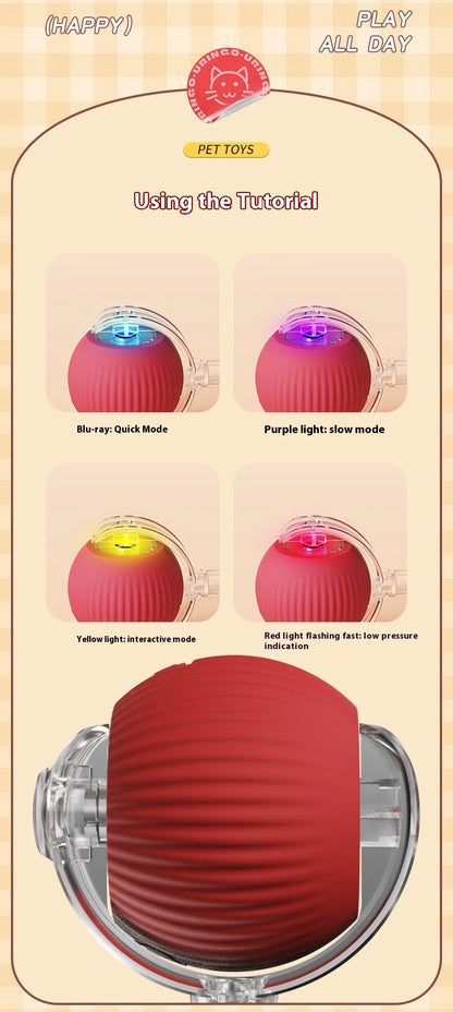 2Pcs Cat Interactive Ball Toys Automatic Rolling Ball Faux Tail Rechargeable Smart Pet Electric Toy Cat Training Imitate Mouse