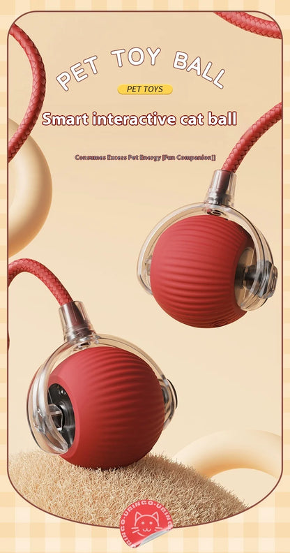 2Pcs Cat Interactive Ball Toys Automatic Rolling Ball Faux Tail Rechargeable Smart Pet Electric Toy Cat Training Imitate Mouse