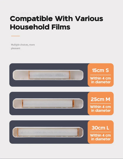 Food Film Dispenser Magnetic Plastic Wrap Dispenser with Cutter Storage Box Aluminum Foil Stretch Film Cutter Storage Holder