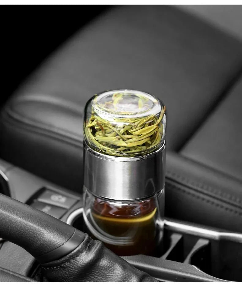 390ML Tea Water Bottle High Borosilicate Glass Double Layer Tea Water Cup Infuser Tumbler Drinkware Water Bottle With Tea Filter