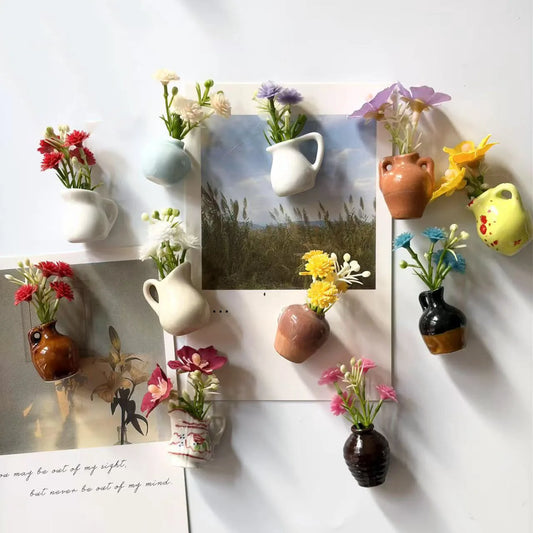 Ins Style Mini Ceramic Small Vase Refrigerator Sticker Creative 3D Stereo Home Decoration Magnet