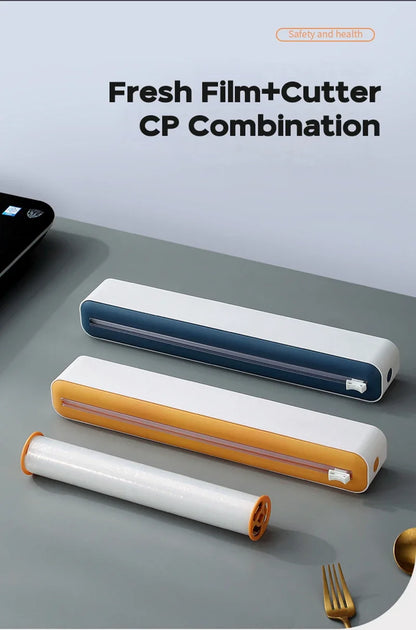 Food Film Dispenser Magnetic Plastic Wrap Dispenser with Cutter Storage Box Aluminum Foil Stretch Film Cutter Storage Holder