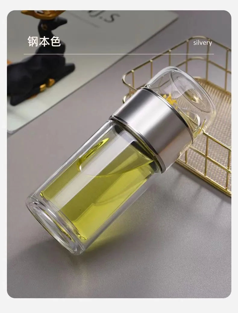 390ML Tea Water Bottle High Borosilicate Glass Double Layer Tea Water Cup Infuser Tumbler Drinkware Water Bottle With Tea Filter