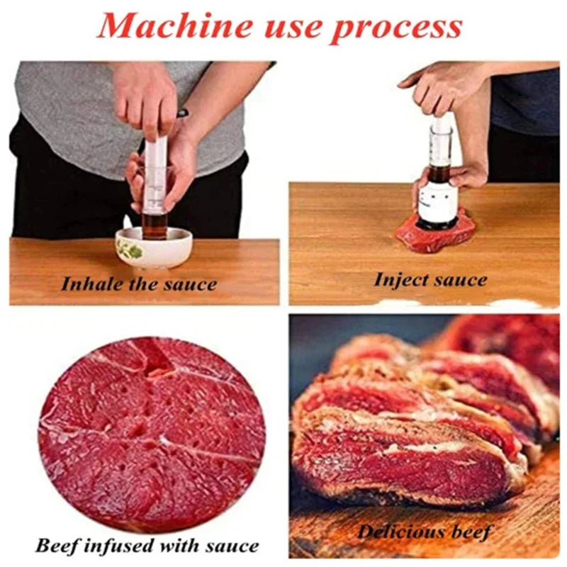 2 In 1 Meat Tenderizer Marinade Injector Barbecue Seasoning Sauce Injectors Kitchen Tools Gadgets BBQ Cooking Accessories