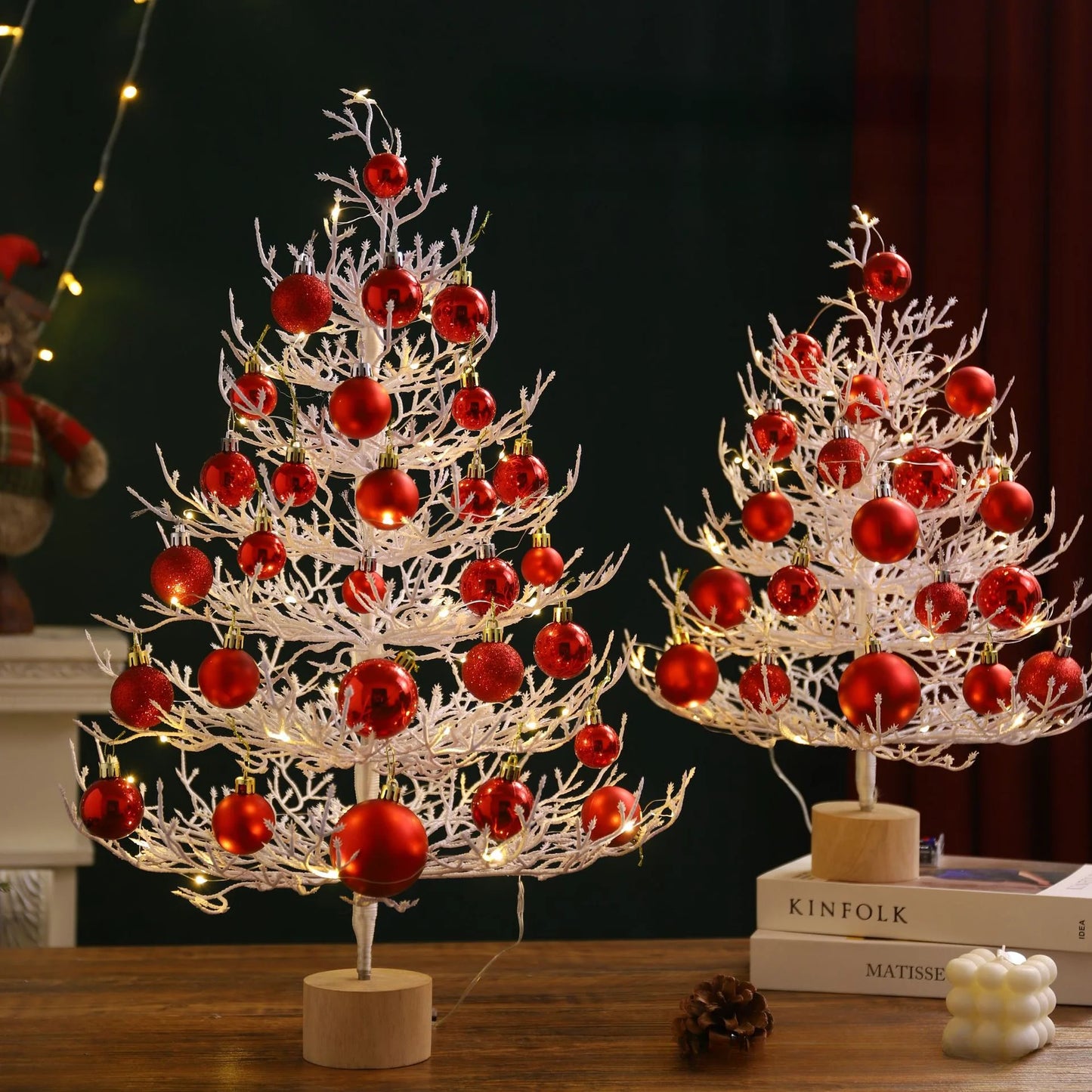 Christmas party decorations Christmas tree desktop decorations Christmas decorations simulation tree white decorative balls