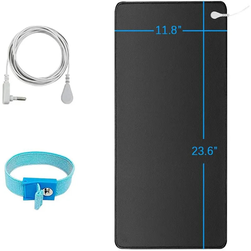 Earthing Mat with Wristband Soft PU Grounding Mat Pad Healthy Balance for Anxiety Relief & Better Sleep Earth Connected Therapy