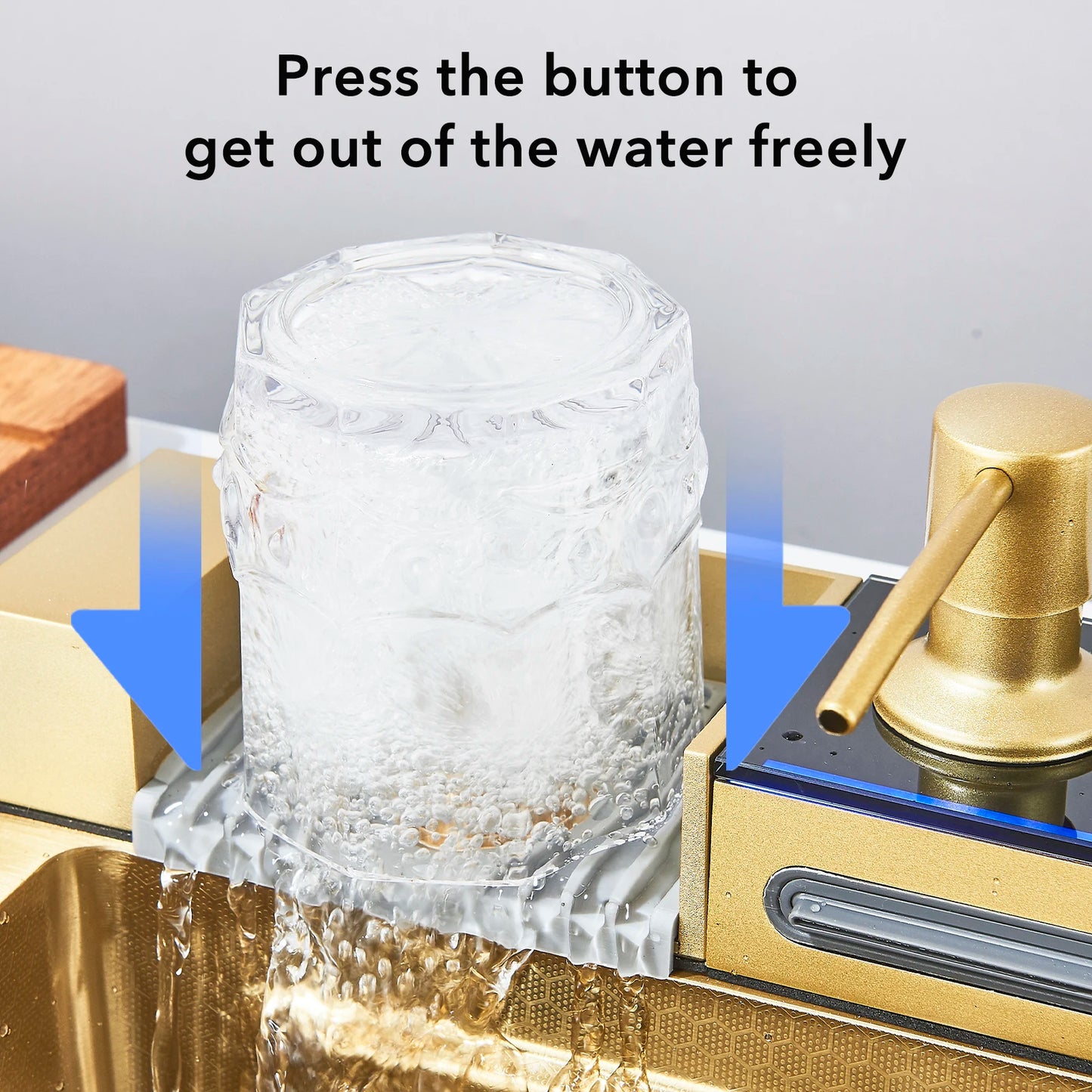 304 Stainless Steel Waterfall Kitchen Sink Large Single Slot Integrated Digital Display Faucet Set Soap Dispenser Cup Washer