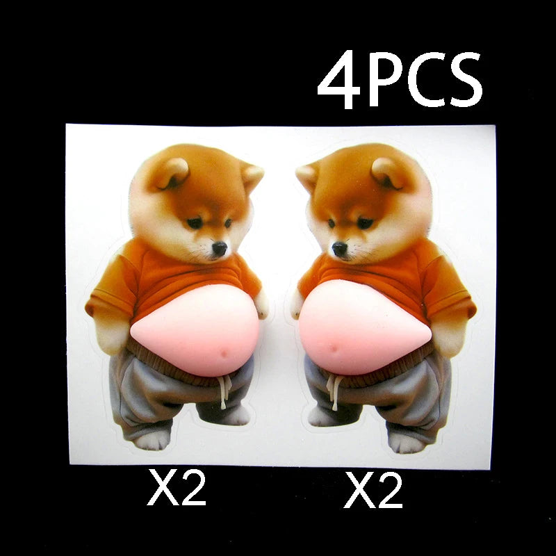 Cute Shiba Inu Silicone Belly Door Stopper,Self-Adhesive Sticker Door Stop ,Anti-Collision Stickers For Home Car Door Protector