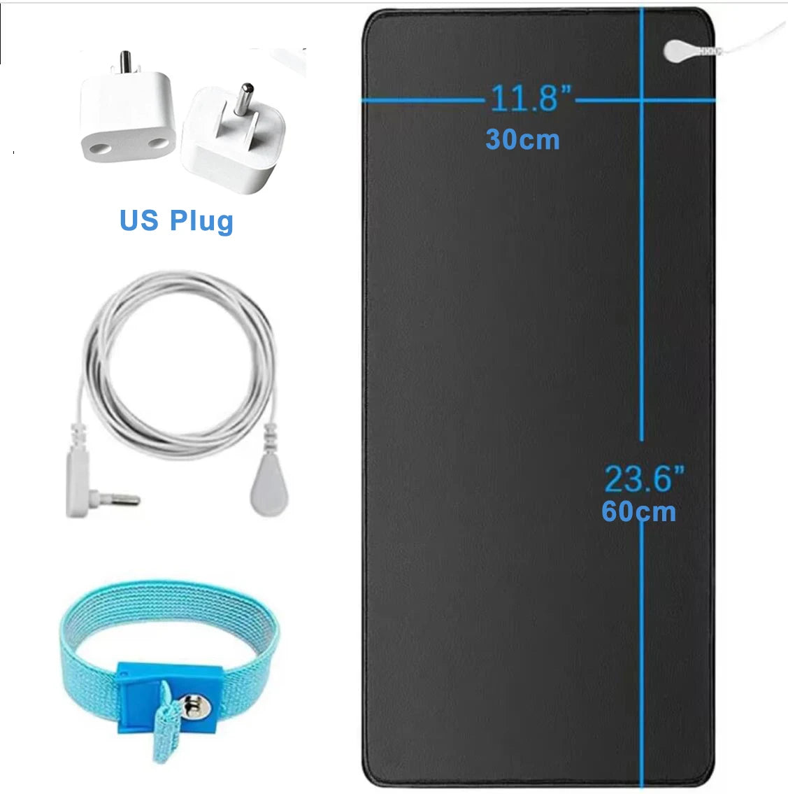 Earthing Mat with Wristband Soft PU Grounding Mat Pad Healthy Balance for Anxiety Relief & Better Sleep Earth Connected Therapy