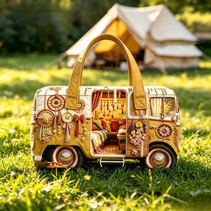 Camping car Bohemian printed  bus  handbag