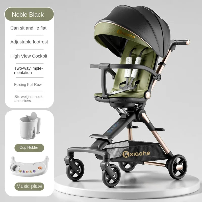 Baby Stroller Can Sit and Lie Down Foldable Lightweight Travel Two-way High Landscape Six Shock Absorption Comfortable Seat