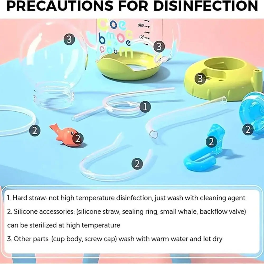 Creative Gift Double Drinking Lid Whale Fountain Tumbler Leak Proof Widened Handle Whale Cup 220ml 350ml Drinking Cup