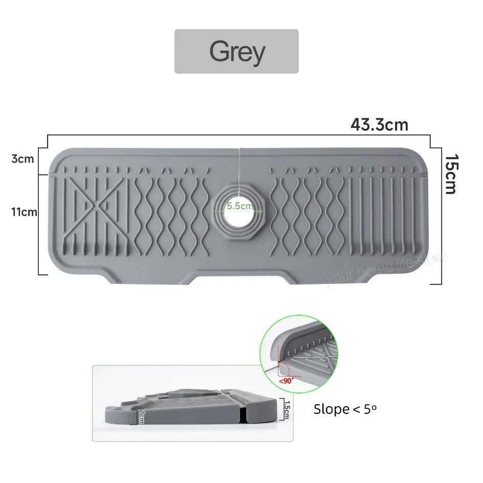 1Pcs Silicone Faucet Mat Water Ripples Kitchen Bathroom Drainage Pad Wash Basin Large Sink Splash Pad Countertop Protector