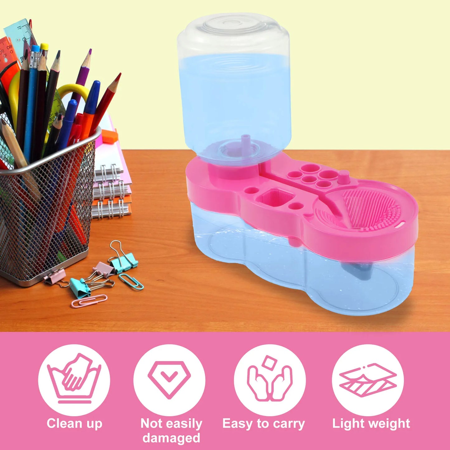 Paint Brush Washer with Drain Button Automatic Water Circulation Watercolor Pen Clean Bucket Art Painting Brush Cleaning Tool