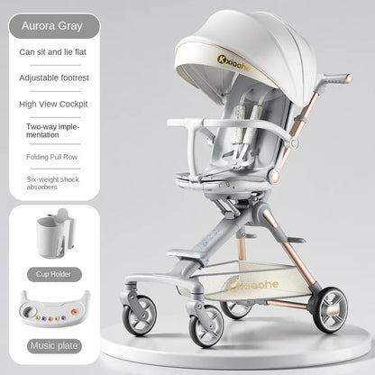 Baby Stroller Can Sit and Lie Down Foldable Lightweight Travel Two-way High Landscape Six Shock Absorption Comfortable Seat