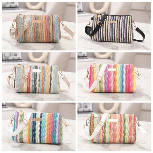 Trendy Colorful Rainbow Woven Bag