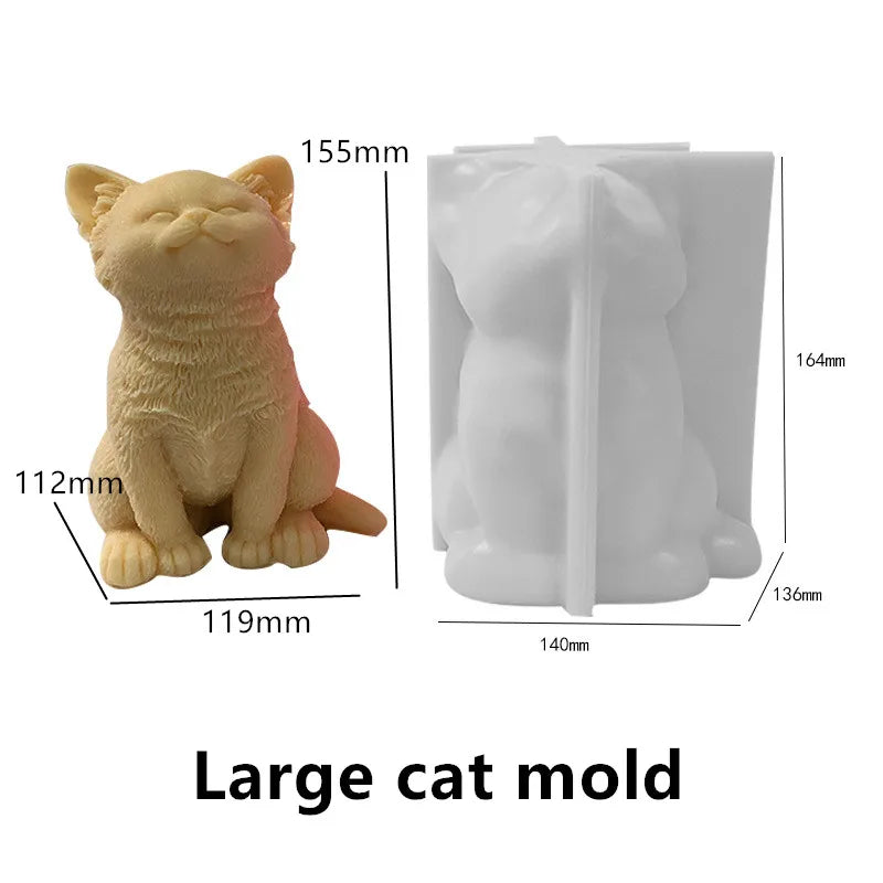 3D Cat & Puppy Candle Mold
