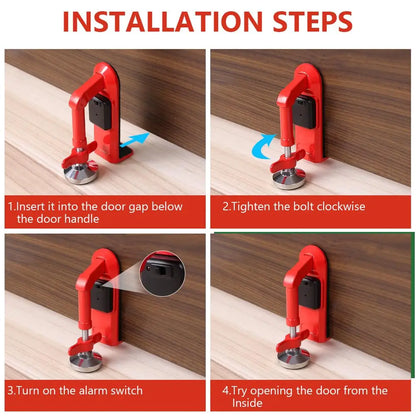 Door Stop Alarm,Portable Door Lock Brace,Adjustable Non-Slip Door Jammer Personal Protection Home Security for Hotel Travel