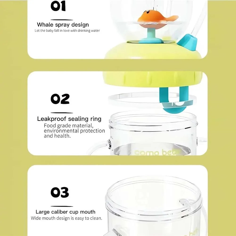220/350ML Whale Fountain Tumbler Leak Proof Whale Water Cups Drinking Cup with Whale Squirt for Boys Girls