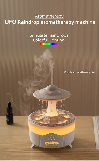 350ml Aroma Air Humidifier Mini Usb Remote Control Raindrop Colorful Light Aromatherapy Room Rain Cloud Aroma Oil  Diffuser