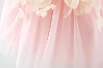 Sweet Flower Fairy Baby Girl Party Dresses Summer Solid Color Mesh Princess Evening Dress Kids Costume 0 to 3 Years Old Children