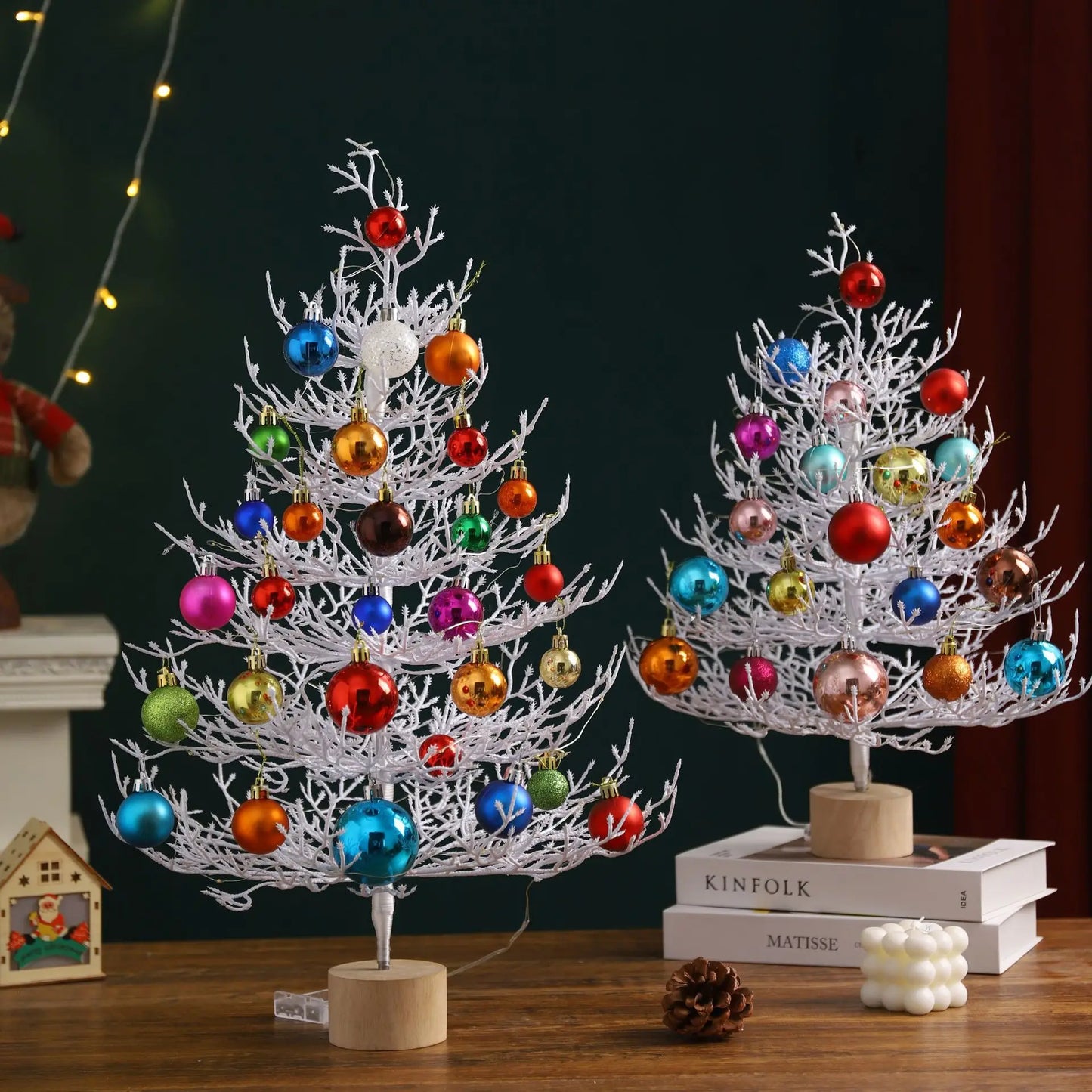 Christmas party decorations Christmas tree desktop decorations Christmas decorations simulation tree white decorative balls