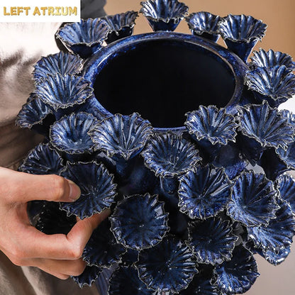 Deep Flower Clusters Ceramic Vase