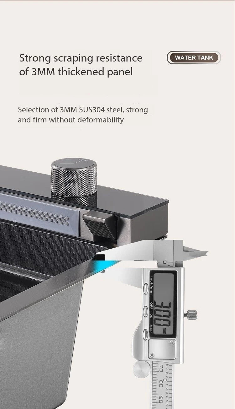 5.0MM Double Waterfall Sink Embossed Stainless Steel Kitchen Sink Large Single Slot Digital Display Wash Basin Dishwashing pond