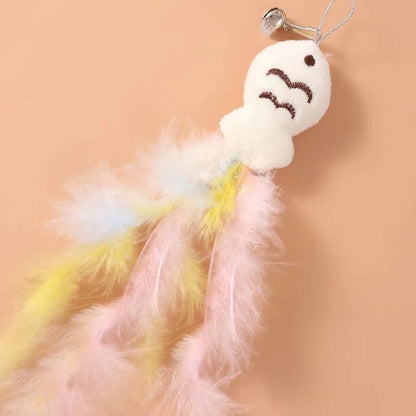 Chinchilla cat funny cat stick steel wire long pole feather cute cat toy kitten fishing rotating self-pleasure relief pet toy