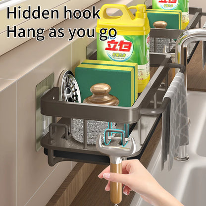 Kitchen Hanging Storage Rack Shelf Towel Sponge Drain Organizer Alumimum Sink Drain Rack Basket Bathroom Shampoo Towel Holder