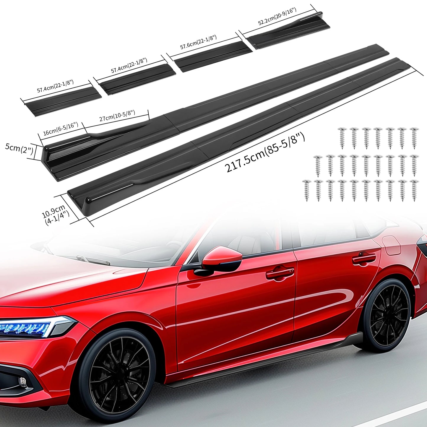 Universal 86.6" Side Skirt Extension Body Kit For VW Golf MK5 MK6 GTD GTI TDI TSI GTI MK7 CC Apron Winglet Car Accessories