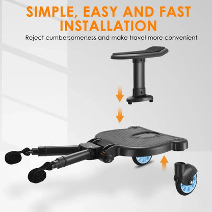 Universal Strollers Step Board Adapter with Seat Second Child Jogger Twins Scooter Baby Pram Hitchhiker Bumper