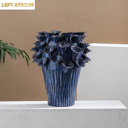 Deep Flower Clusters Ceramic Vase