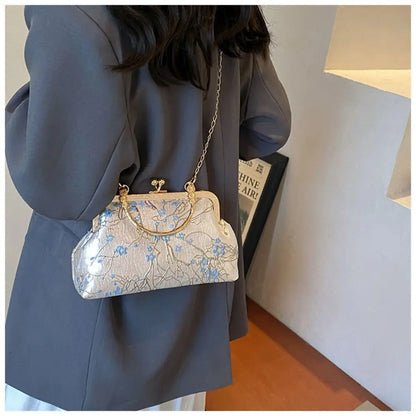 New Chinese Style Handbag Embroidery Evening Bag Retro Single Shoulder Crossbody Bag Ladies Shell Bag