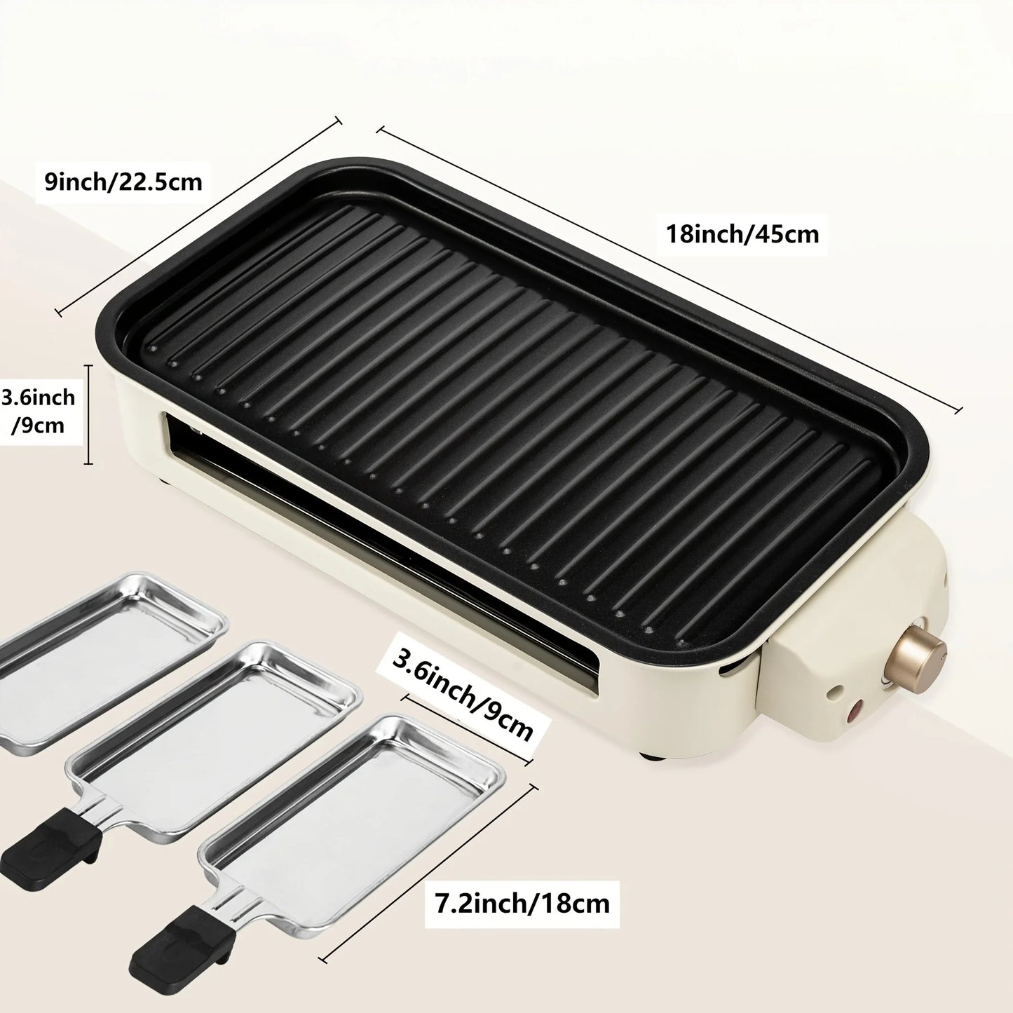 1500W Smokeless Electric Grill with Removable Non-Stick Griddle - Indoor Portable BBQ Grill with Adjustable Temperature Control