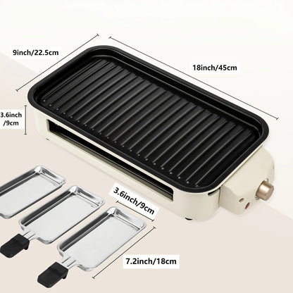 1500W Smokeless Electric Grill with Removable Non-Stick Griddle - Indoor Portable BBQ Grill with Adjustable Temperature Control