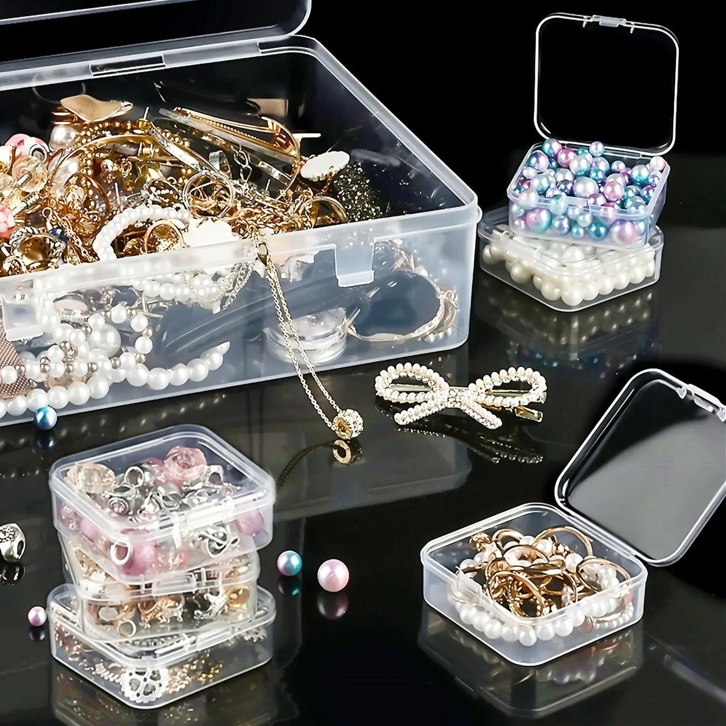 Transparent-bead Plastic Storage Box Desktop Bead-Making Separate Packaging Jewelry Accessory Transparent-plastic-beandesk-stora
