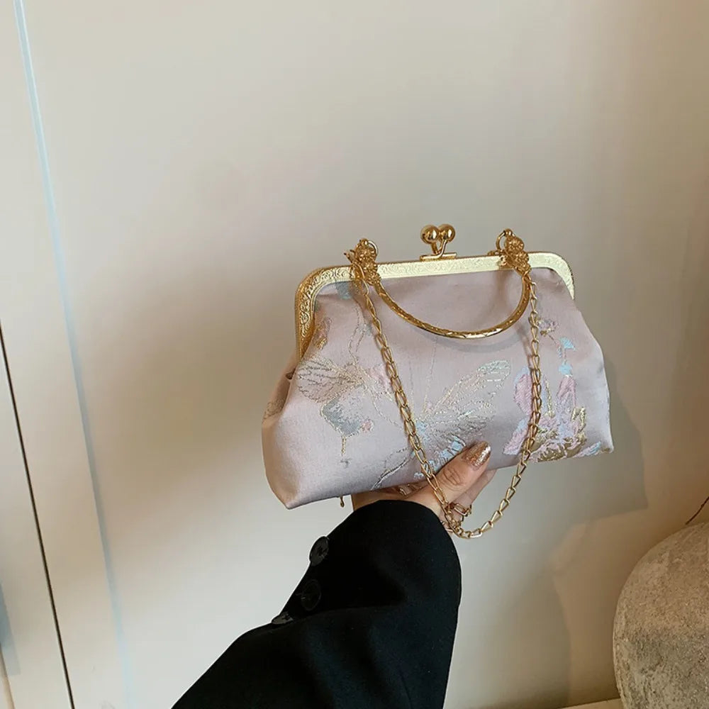 New Chinese Style Handbag Embroidery Evening Bag Retro Single Shoulder Crossbody Bag Ladies Shell Bag