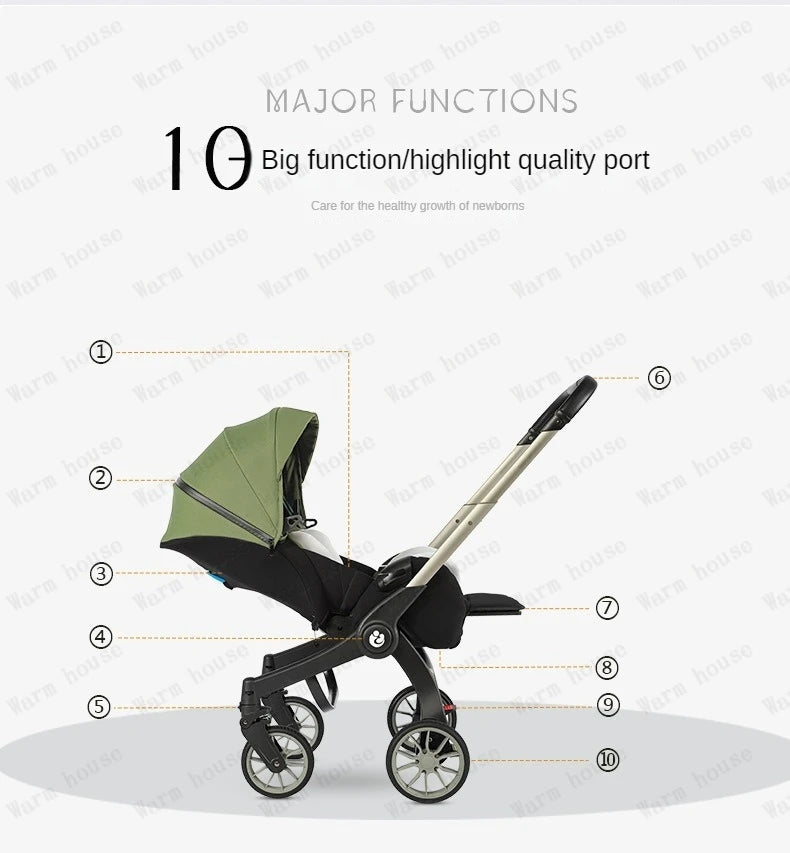 4-in-1 baby two-way stroller Multifunctional newborn baby stroller 3in1 Foldable Basket type seat baby carriage