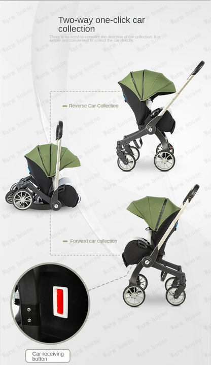 4-in-1 baby two-way stroller Multifunctional newborn baby stroller 3in1 Foldable Basket type seat baby carriage