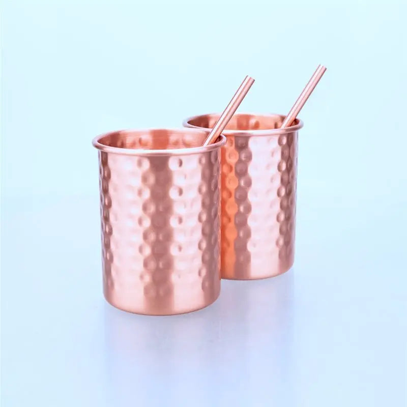 Copper Color 400Ml Stainless Steel Mug With Straw