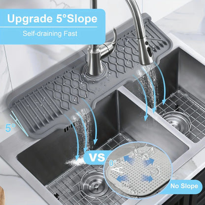 1Pcs Silicone Faucet Mat Water Ripples Kitchen Bathroom Drainage Pad Wash Basin Large Sink Splash Pad Countertop Protector