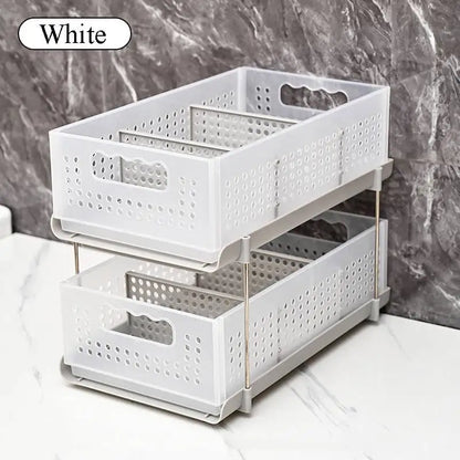 2-Tier Pull Out Cabinet Organizers Portable Easy Access Slide-Out Storage for Kitchen Bathroom and Pantry Storage