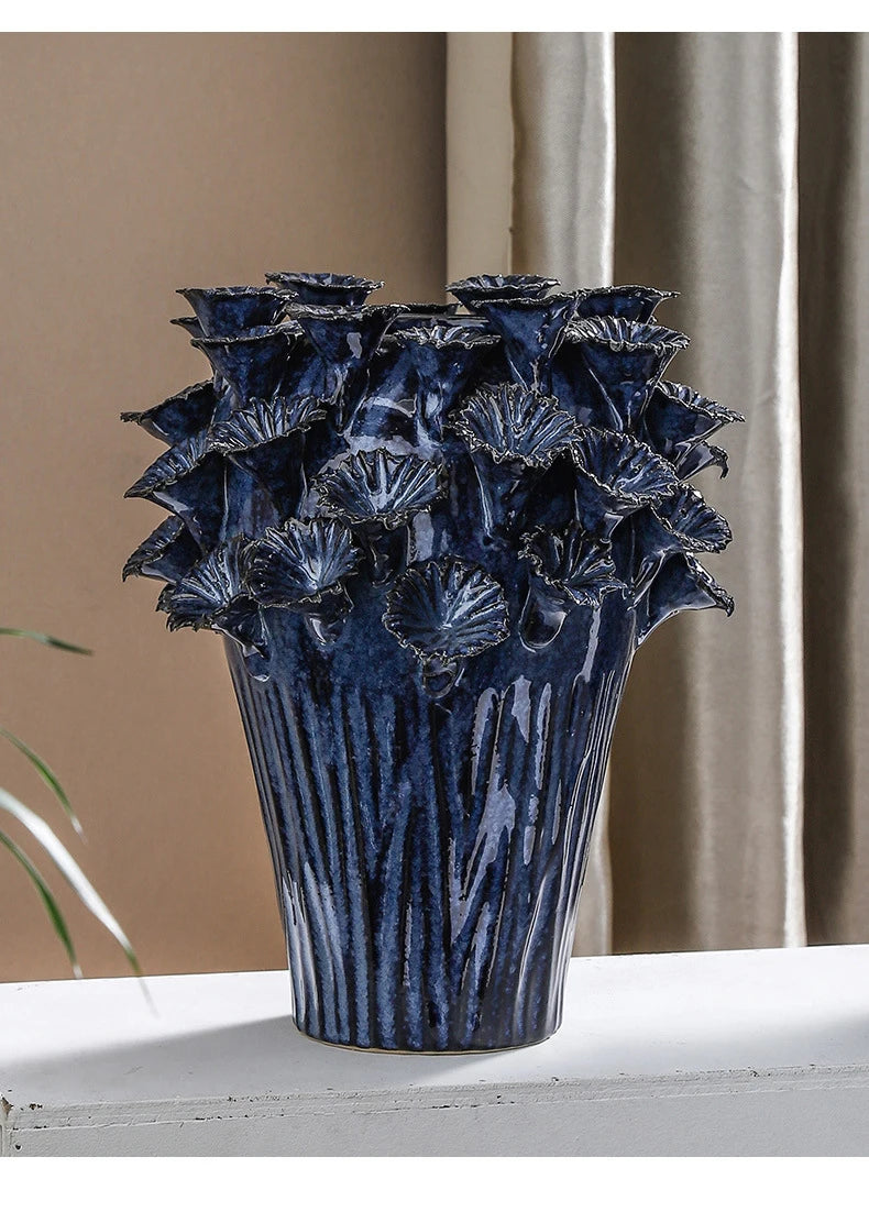 Deep Flower Clusters Ceramic Vase