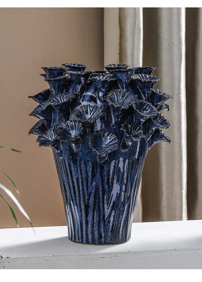 Deep Flower Clusters Ceramic Vase