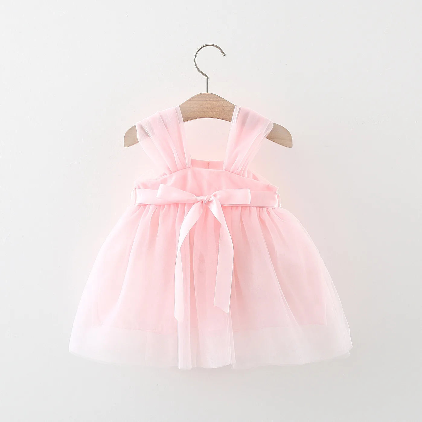 Sweet Flower Fairy Baby Girl Party Dresses Summer Solid Color Mesh Princess Evening Dress Kids Costume 0 to 3 Years Old Children